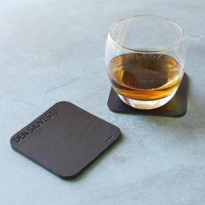 Firkantet coaster / ølbrik i læder - Image 7