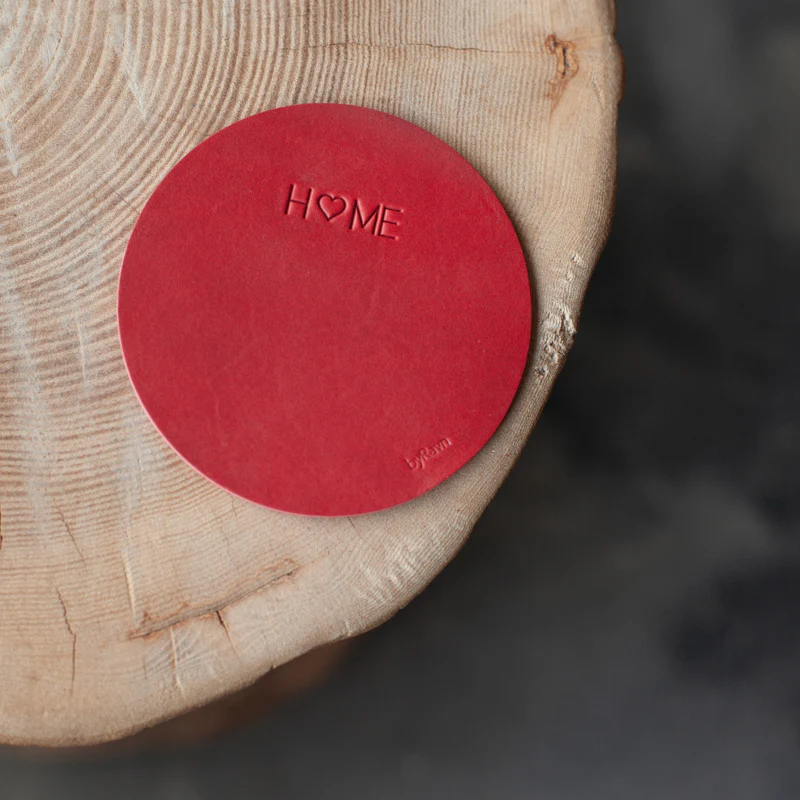 Rund coaster / ølbrik i læder - Image 5