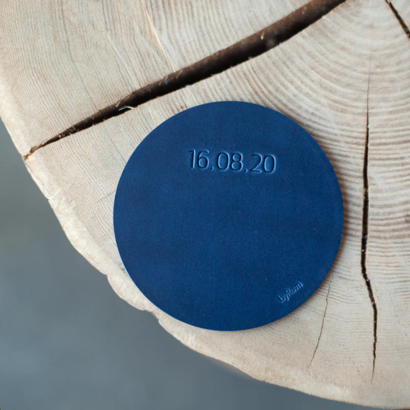 Rund coaster / ølbrik i læder - Image 6